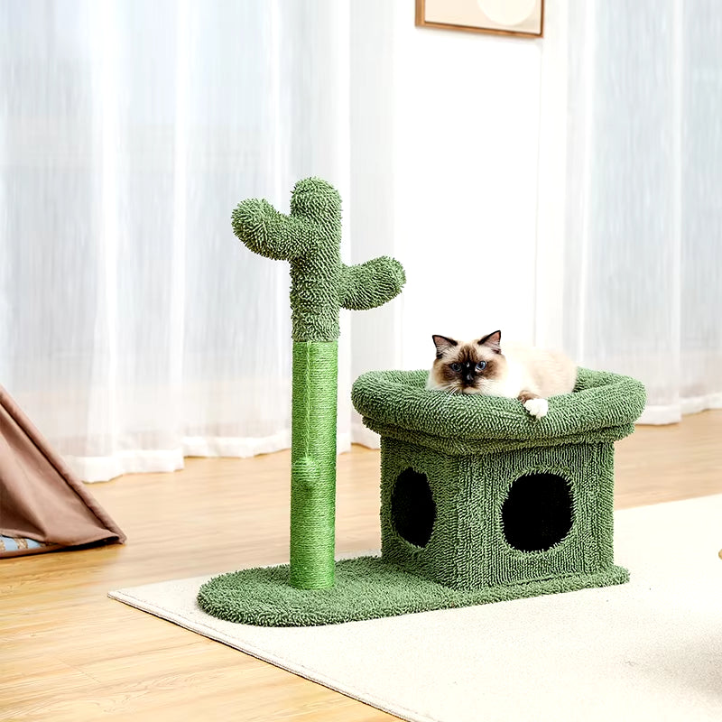 Cactus Cat Tree Tower with Sisal Scratching Post Board for Indoor Cats Condo Kitty Play House Perch Rascador Gato Arbre À Chat