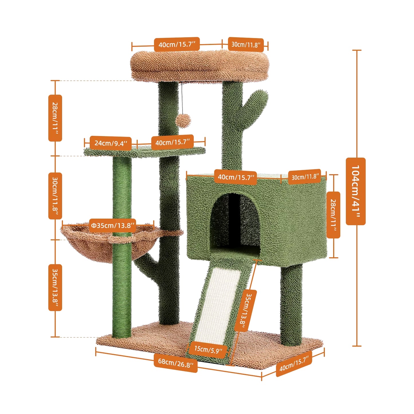 Cactus Cat Tree Tower with Sisal Scratching Post Board for Indoor Cats Condo Kitty Play House Perch Rascador Gato Arbre À Chat