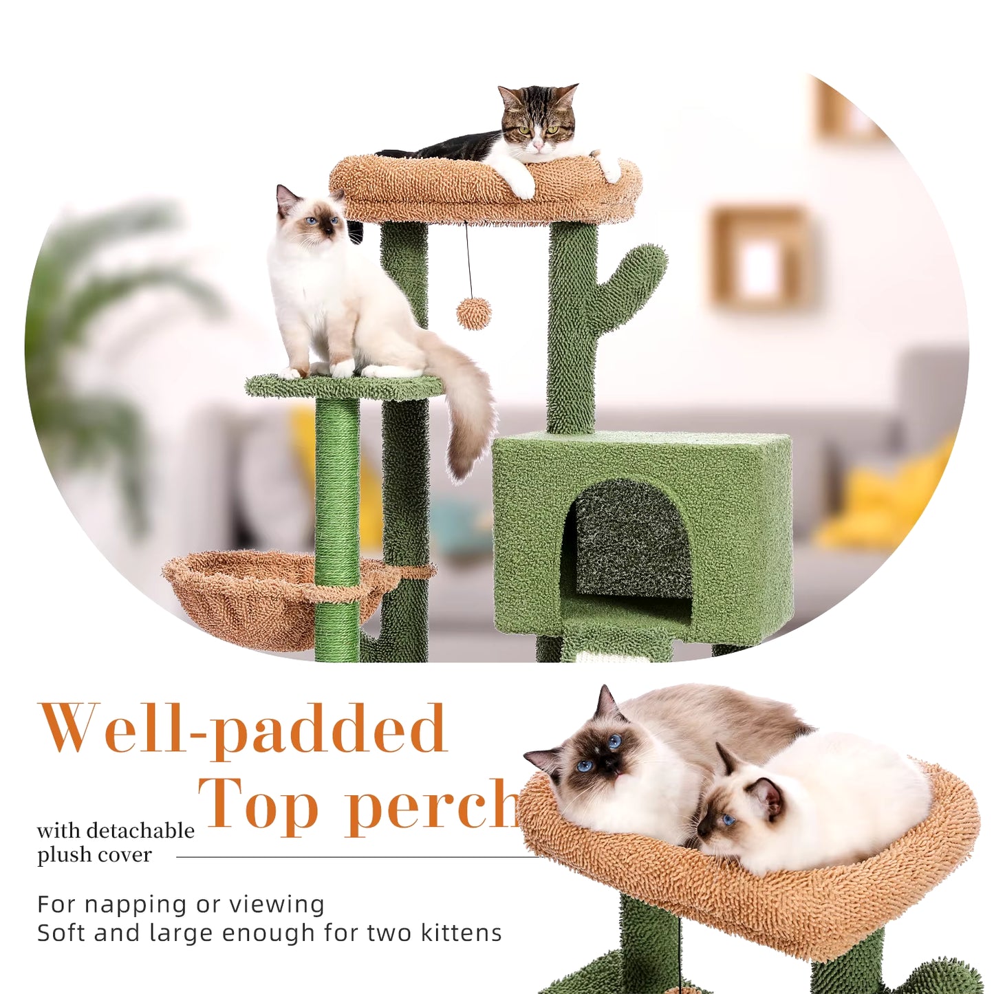 Cactus Cat Tree Tower with Sisal Scratching Post Board for Indoor Cats Condo Kitty Play House Perch Rascador Gato Arbre À Chat