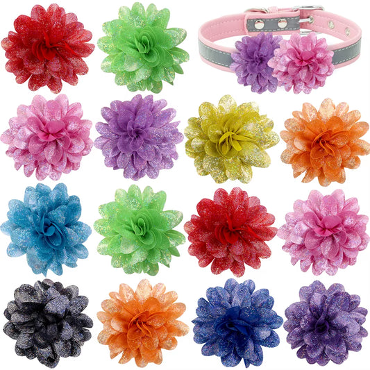 50Pcs Flower-Collar Spring Dog Supplies Slidable Dog Bow Tie Pet Collar Pet Dog Collar Charms Pet Products for Dogs Pet Bowties