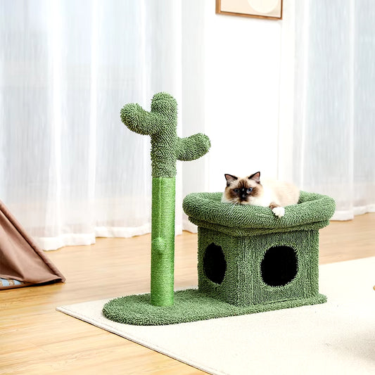 Cactus Cat Tree Tower with Sisal Scratching Post Board for Indoor Cats Condo Kitty Play House Perch Rascador Gato Arbre À Chat