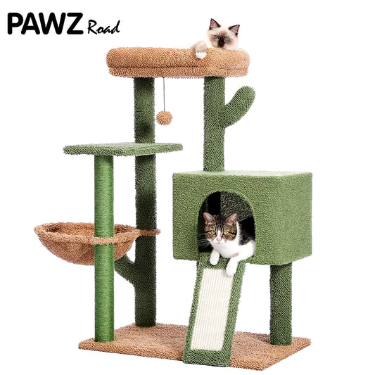 Cactus Cat Tree Tower with Sisal Scratching Post Board for Indoor Cats Condo Kitty Play House Perch Rascador Gato Arbre À Chat