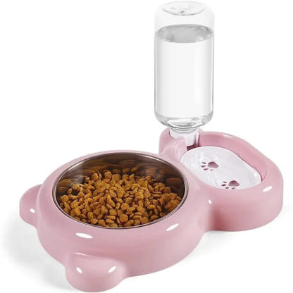 2-In-1 Auto Pet Food & Water Bowl for Dogs & Cats, Leakproof Durable Design, Bpa-Free, Non-Slip Base, Large Capacity, Easy Clean