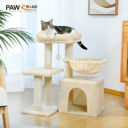 Cat Tree Cat Tower for Indoor Cats 2 Styles Cat Activity Tree with Cat Scratching Posts Big Hammock and Removable Top Perch Grey